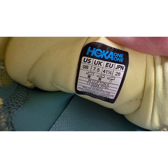 Hoka One One Clifton 8 Womens 9B Yellow Running Shoes EUC - Picture 7 of 7
